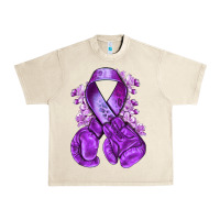 Sandshell purple ribbon with boxing gloves Urban Heavy Tee - NancyCooperArtShop