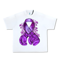White purple ribbon with boxing gloves Urban Heavy Tee - NancyCooperArtShop