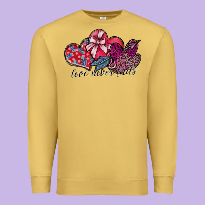 Love Never Fails Premium Sweatshirt Designed By Sublimationcraftshop