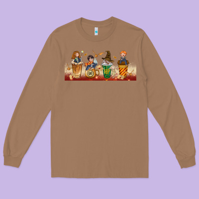 Wizards Coffee Cups Long Sleeve Tee Designed By Tumblerdesignbyshophia