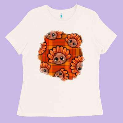 Thanksgiving Turkey With Tartan Patch Ladies Tee Designed By Bundleandbundleshop
