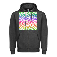 Charcoal Heather watercolor rainbow zebra seamless pattern Zipper Hoodie - BundleAndBundleShop
