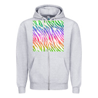 Heather Grey watercolor rainbow zebra seamless pattern Zipper Hoodie - BundleAndBundleShop