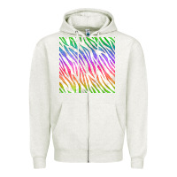 Oatmeal Heather watercolor rainbow zebra seamless pattern Zipper Hoodie - BundleAndBundleShop