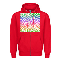Red watercolor rainbow zebra seamless pattern Zipper Hoodie - BundleAndBundleShop