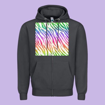 Watercolor Rainbow Zebra Seamless Pattern Zipper Hoodie Designed By Bundleandbundleshop