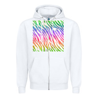 White watercolor rainbow zebra seamless pattern Zipper Hoodie - BundleAndBundleShop