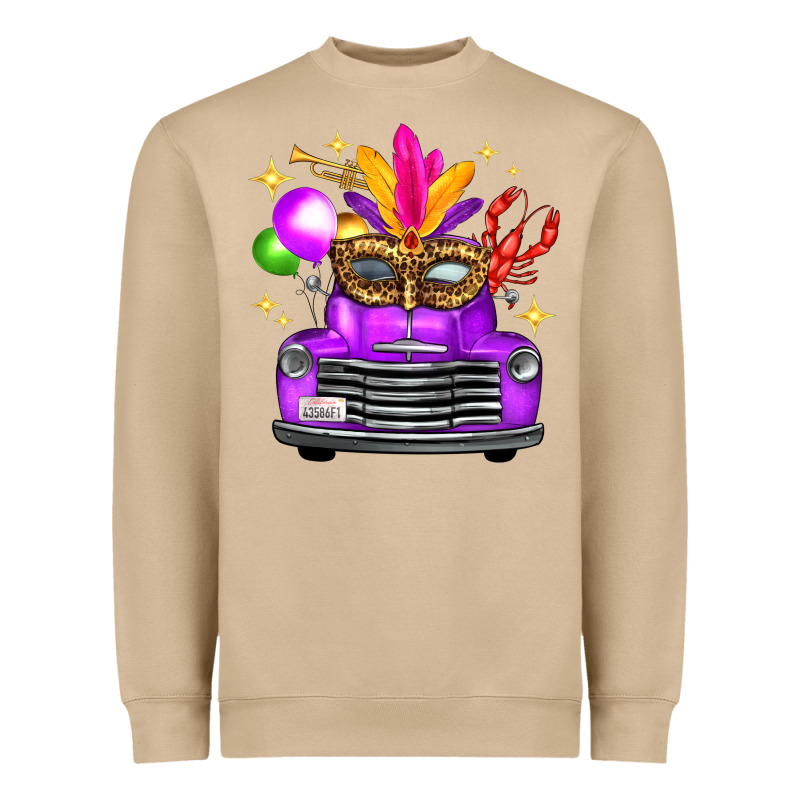 Mardi Gras Truck Leopard Mask Heavyweight Sweatshirt by FaDigitalArtStudio | Teevron