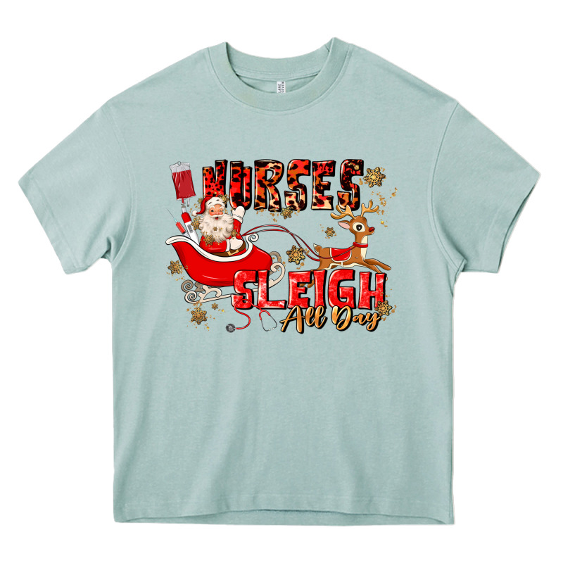Nurses Sleigh All Day Heavy Core Tee by MaliasSmallBusiness | Teevron