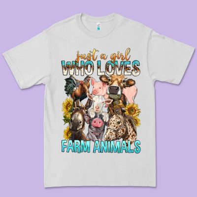 Just A Girl Who Loves Farm Animals Premium Tee Designed By Bundleandbundleshop