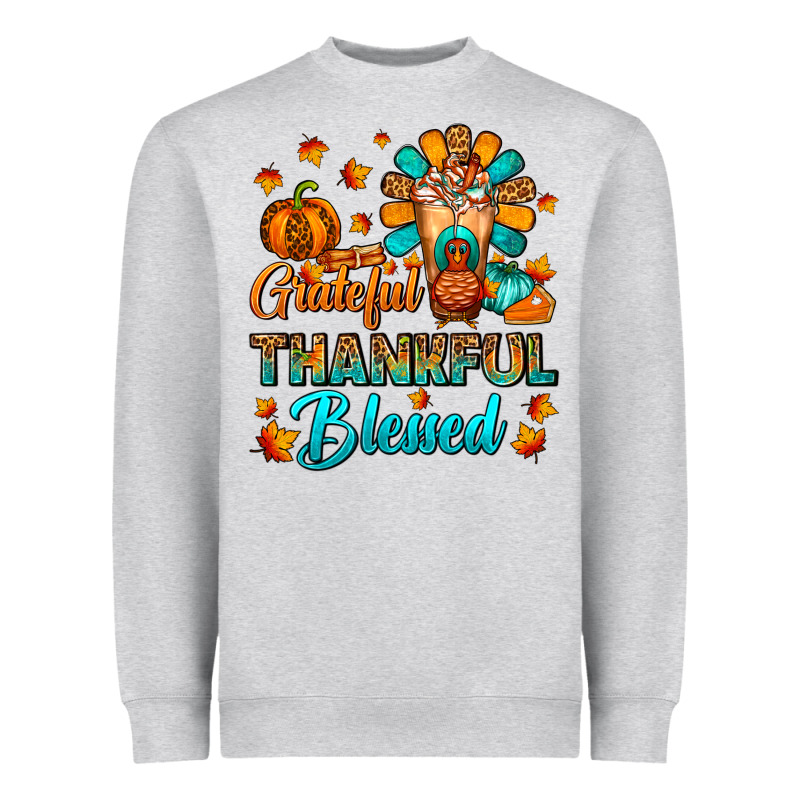 Grateful Thankful Blessed Thanksgiving Cold Drink Heavyweight Sweatshirt by FaDigitalArtStudio | Teevron