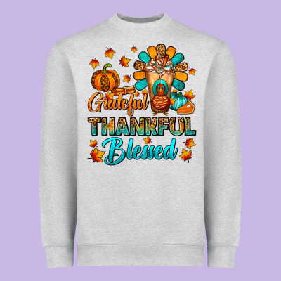 Grateful Thankful Blessed Thanksgiving Cold Drink Heavyweight Sweatshirt Designed By Fadigitalartstudio