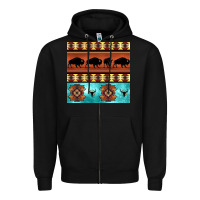 Black native american aztec seamless pattern 2 Zipper Hoodie - BundleAndBundleShop