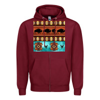 Burgundy native american aztec seamless pattern 2 Zipper Hoodie - BundleAndBundleShop