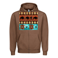 Chestnut native american aztec seamless pattern 2 Zipper Hoodie - BundleAndBundleShop