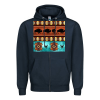 Navy native american aztec seamless pattern 2 Zipper Hoodie - BundleAndBundleShop
