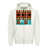 Oatmeal Heather native american aztec seamless pattern 2 Zipper Hoodie - BundleAndBundleShop