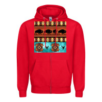 Red native american aztec seamless pattern 2 Zipper Hoodie - BundleAndBundleShop