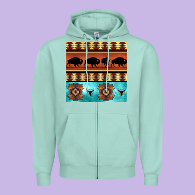 Native American Aztec Seamless Pattern 2 Zipper Hoodie Designed By Bundleandbundleshop