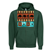 Sports Green native american aztec seamless pattern 2 Zipper Hoodie - BundleAndBundleShop