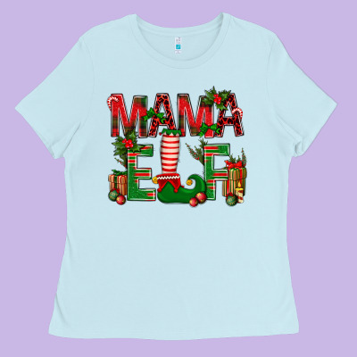 Christmas Mama Elf Ladies Tee Designed By Bundleandbundleshop