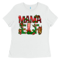 White Christmas Mama Elf Ladies Tee - BundleAndBundleShop