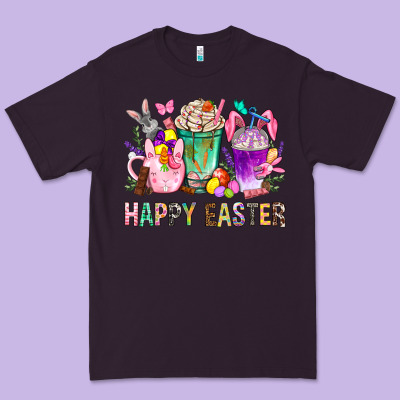 Happy Easter Coffee Cups With Bunny Premium Tee Designed By Bundleandbundleshop