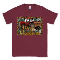 Burgundy Merry Christmas Tractor Classic Tee - RanaPortraitStore