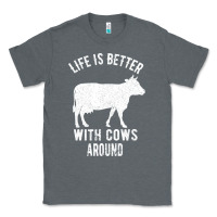 Charcoal Heather Life Is Better With Cows Around Classic Tee - Bettercallsaul