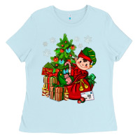 Baby Blue Santa's Elf Christmas Ladies Tee - BundleAndBundleShop