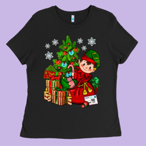 Santa's Elf Christmas Ladies Tee Designed By Bundleandbundleshop