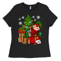 Black Santa's Elf Christmas Ladies Tee - BundleAndBundleShop