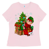 Bubblegum Pink Santa's Elf Christmas Ladies Tee - BundleAndBundleShop