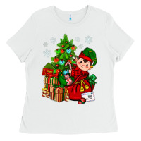 White Santa's Elf Christmas Ladies Tee - BundleAndBundleShop