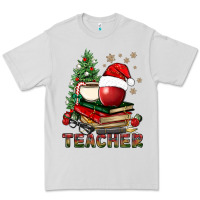 Dove Grey Teacher With Christmas Tree Premium Tee - BundleAndBundleShop