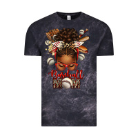 Cloud Black Baseball Mom Afro Messy Bun Vintage Tee - texasbilliewilder