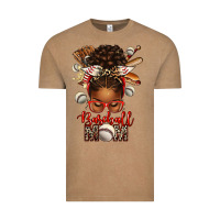 Vintage Coffee Baseball Mom Afro Messy Bun Vintage Tee - texasbilliewilder