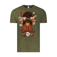 Vintage Olive Baseball Mom Afro Messy Bun Vintage Tee - texasbilliewilder