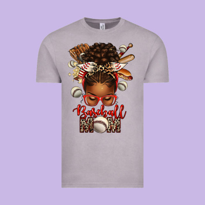 Baseball Mom Afro Messy Bun Vintage Tee Designed By Texasbilliewilder