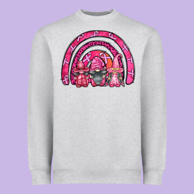 Breast Cancer Rainbow Gnomes Heavyweight Sweatshirt Designed By Fadigitalartstudio