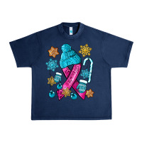 Navy winter breast cancer ribbon Urban Heavy Tee - NancyCooperArtShop