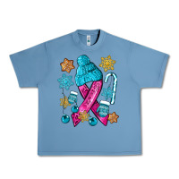 Pebble Blue winter breast cancer ribbon Urban Heavy Tee - NancyCooperArtShop