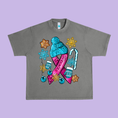 Winter Breast Cancer Ribbon Urban Heavy Tee Designed By Nancycooperartshop