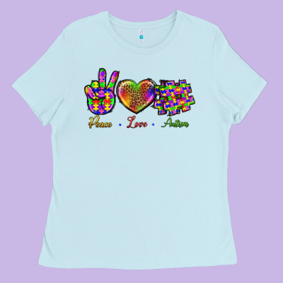 Peace Love Autism Ladies Tee Designed By Bundleandbundleshop