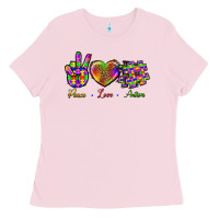 Bubblegum Pink Peace Love Autism Ladies Tee - BundleAndBundleShop