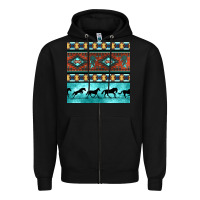 Black native american aztec seamless pattern Zipper Hoodie - BundleAndBundleShop