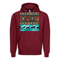 Burgundy native american aztec seamless pattern Zipper Hoodie - BundleAndBundleShop