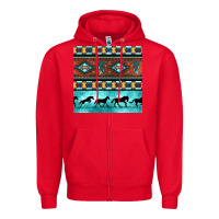 Red native american aztec seamless pattern Zipper Hoodie - BundleAndBundleShop