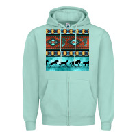 Seafoam native american aztec seamless pattern Zipper Hoodie - BundleAndBundleShop