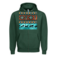 Sports Green native american aztec seamless pattern Zipper Hoodie - BundleAndBundleShop